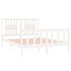 Vidaxl Posteljni okvir bel iz trdnega lesa 140x190 cm
