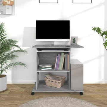 Vidaxl Računalniška miza siva sonoma 80x50x75 cm konstruiran les