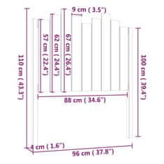 Vidaxl Posteljno vzglavje sivo 96x4x110 cm trdna borovina