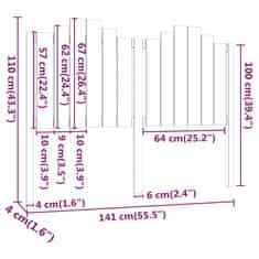 Vidaxl Posteljno vzglavje 141x4x110 cm trdna borovina