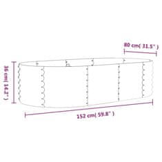 Vidaxl Visoka greda iz cinkanega jekla 152x80x36 cm srebrna
