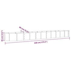 Vidaxl Visoka greda iz prašno premazanega jekla 440x80x36 cm srebrna