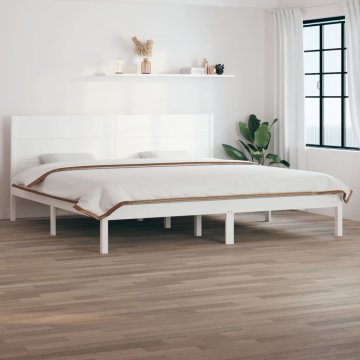 Vidaxl Posteljni okvir bel iz trdnega lesa 180x200 cm 6FT