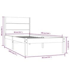 Vidaxl Posteljni okvir iz trdnega lesa 90x190 cm 3FT