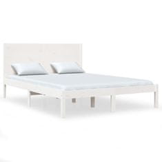 Vidaxl Posteljni okvir bel iz trdnega lesa 135x190 cm 4FT6