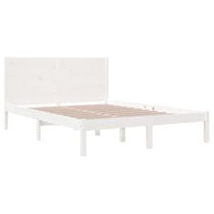 Vidaxl Posteljni okvir bel iz trdnega lesa 120x190 cm 4FT