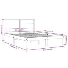 Vidaxl Posteljni okvir iz trdnega lesa 135x190 cm 4FT6