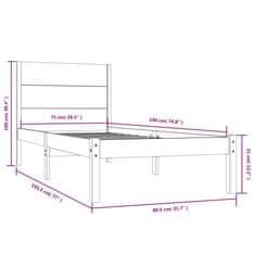 Vidaxl Posteljni okvir iz trdnega lesa 75x190 cm 2FT6