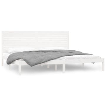 Vidaxl Posteljni okvir bel iz trdnega lesa 180x200 cm