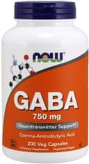 NOW Foods GABA (gama-aminobutirna kislina) 750 mg, 200 zeliščnih kapsul
