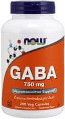 NOW Foods GABA (gama-aminobutirna kislina) 750 mg, 200 zeliščnih kapsul