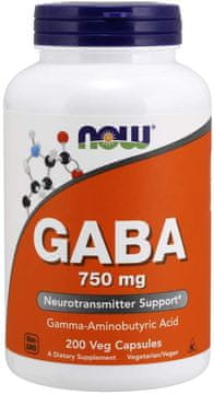 NOW Foods GABA (gama-aminobutirna kislina) 750 mg, 200 zeliščnih kapsul