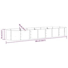 Vidaxl Visoka greda iz cinkanega jekla 296x80x36 cm srebrna