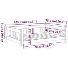 Greatstore Pasja postelja medeno rjavo 105,5x75,5x28 cm trdna borovina