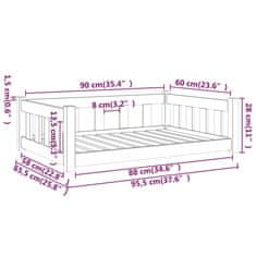 Greatstore Pasja postelja, medeno rjava, 95,5x65,5x28 cm, masivni bor