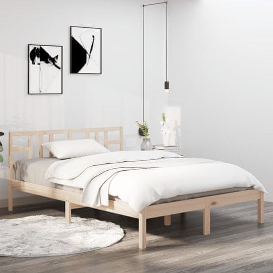 Vidaxl Posteljni okvir iz trdnega lesa 140x190 cm