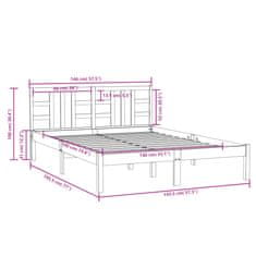 Vidaxl Posteljni okvir iz trdnega lesa 140x190 cm