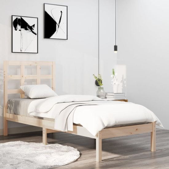 Vidaxl Posteljni okvir iz trdnega lesa 90x190 cm 3FT