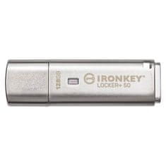 Kingston Ironkey Locker+ 50 USB ključ, 128 GB, 3.2 Gen1, 256bit enkripcija, kovinski