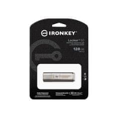 Kingston Ironkey Locker+ 50 USB ključ, 128 GB, 3.2 Gen1, 256bit enkripcija, kovinski
