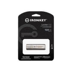 Kingston Ironkey Locker+ 50 USB ključ, 128 GB, 3.2 Gen1, 256bit enkripcija, kovinski