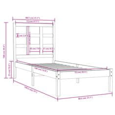 Vidaxl Posteljni okvir iz trdnega lesa 75x190 cm 2FT6