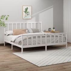 Vidaxl Posteljni okvir bel iz trdne borovine 200x200 cm