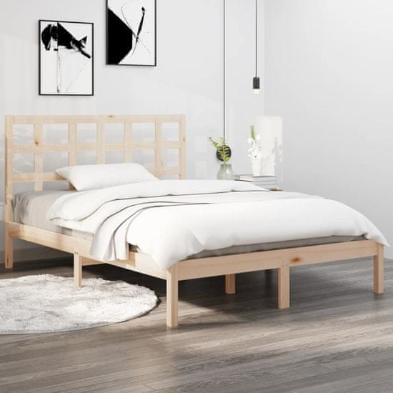 Vidaxl Posteljni okvir iz trdnega lesa 140x190 cm