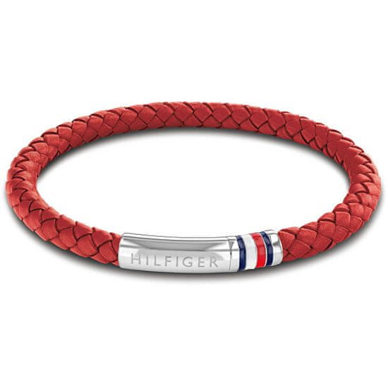 Tommy Hilfiger Rdeča usnjena zapestnica z jekleno zaponko 2790404