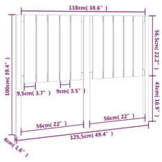 Vidaxl Posteljno vzglavje 125,5x4x100 cm trdna borovina
