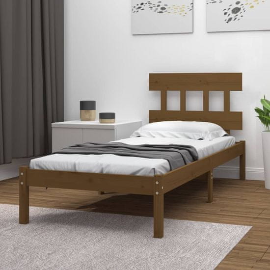 shumee Okvir za posteljo, medeno rjava, masivni les, 90x200 cm