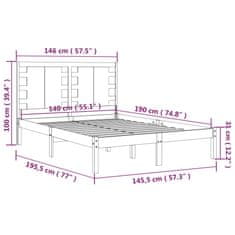 shumee Posteljni okvir siv iz borovine 140x190 cm