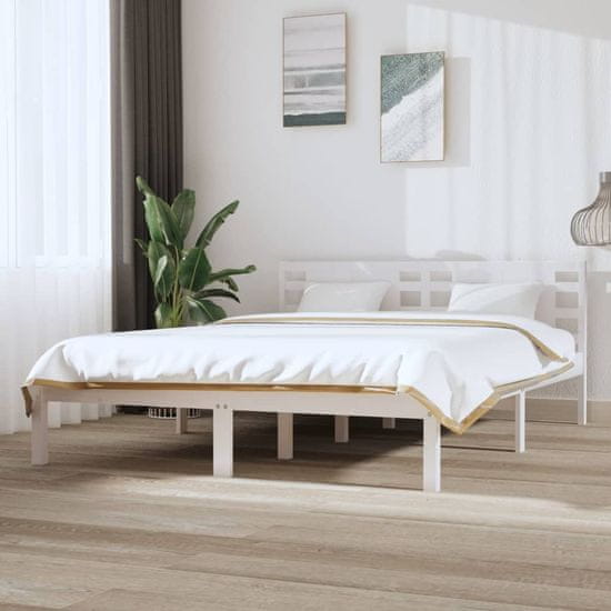 Vidaxl Posteljni okvir bel iz trdne borovine 120x200 cm