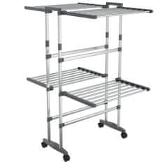 Vidaxl 2-nadstropno stojalo za perilo s kolesi srebrno 60x70x106 cm