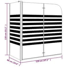 Greatstore Črtasta tuš kabina 120x68x130 cm kaljeno steklo