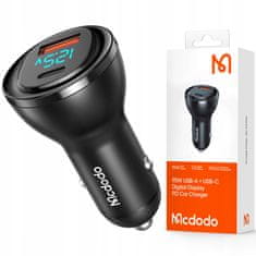 Mcdodo MCDODO MOČAN HITER AVTO POLNILEC METER 2X USB USB-C 95W VODIL