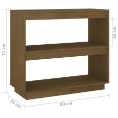 Vidaxl Knjižna omara medeno rjava 80x35x71 cm trdna borovina