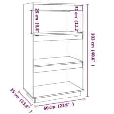 Vidaxl Knjižna omara / pregrada črna 60x35x103 cm trdna borovina
