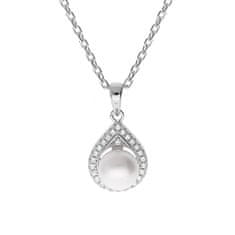 Brilio Silver Čudovita srebrna ogrlica s pravim biserom MP05320A (verižica, obesek)