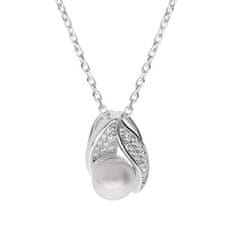 Brilio Silver Elegantna srebrna ogrlica s pravim biserom MPD0176B (verižica, obesek)