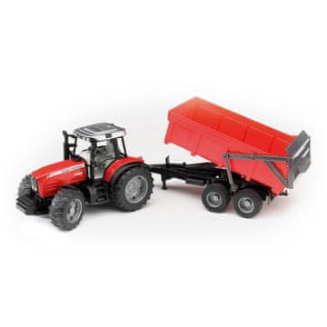 Bruder Traktor MASSEY FERGUSON z zložljivim vozom rdeče barve