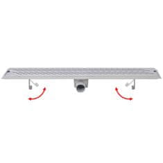 Vidaxl Kanaleta za tuš valovi 830x140 mm nerjaveče jeklo