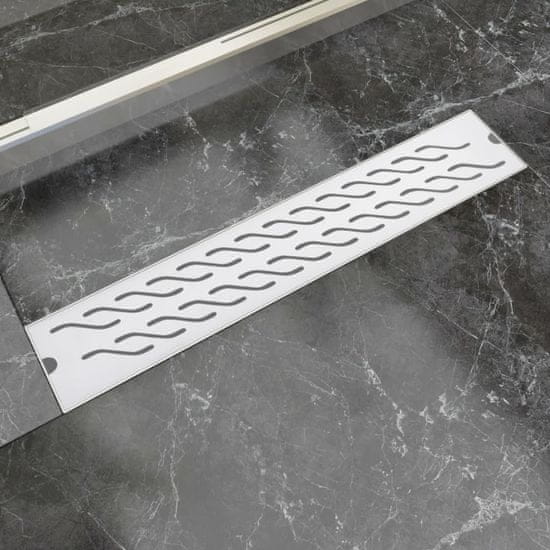 Vidaxl Kanaleta za Tuš Valovi 630x140 mm Nerjaveče Jeklo