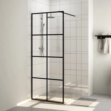 Vidaxl Pregrada za tuš s prozornim ESG steklom 80x195 cm črna