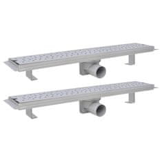 Vidaxl Kanaleta za tuš 2 kosa mehurčki 630x140 mm nerjaveče jeklo