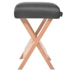 Greatstore Zložljiv masažni stolček z 12 cm debelim sedežem 2 blazini črn