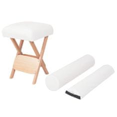 shumee Zložljiv masažni stolček z 12 cm debelim sedežem 2 blazini bel