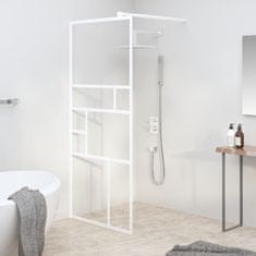 Vidaxl Pregrada za tuš 80x195 cm ESG steklo bela