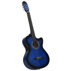 Vidaxl Akustična kitara z izenačevalnikom in 6 strunami modra