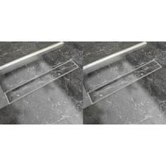 Vidaxl Kanaleta za tuš 2 kosa 730x140 mm nerjaveče jeklo